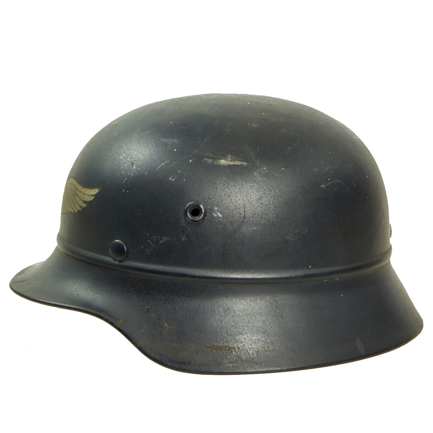 Original German WWII Luftschutz Civil Air Defense Beaded M40 Helmet Liner & Damaged Chinstrap - Q64