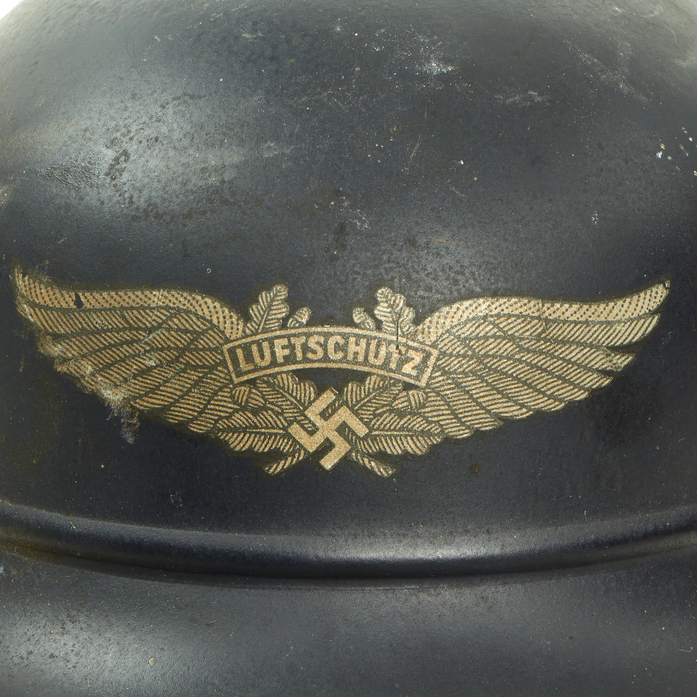 Original German WWII Luftschutz Civil Air Defense Beaded M40 Helmet Liner & Damaged Chinstrap - Q64