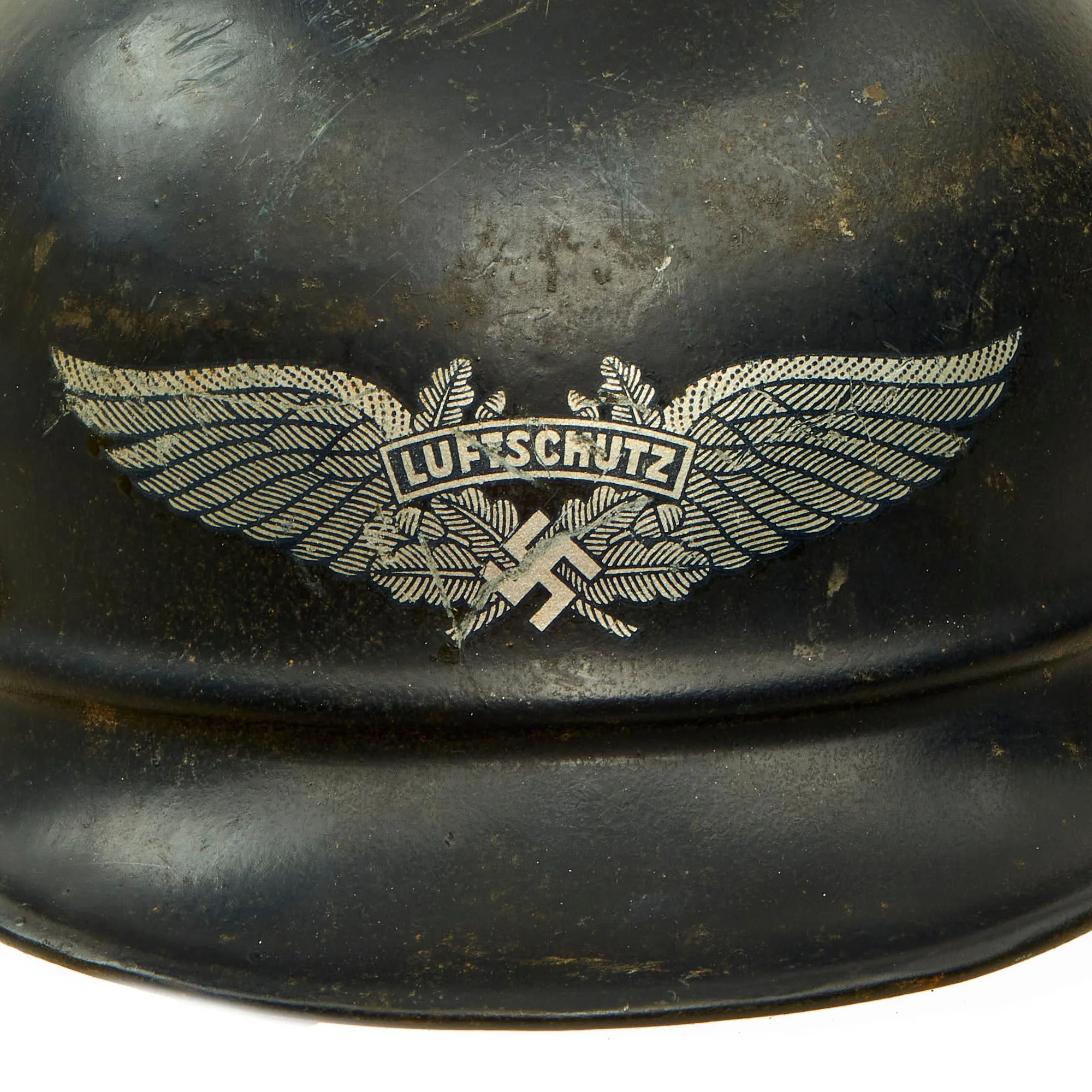 Original German WWII Luftschutz Civil Air Defense Beaded M40 Helmet with 57cm Liner & Chinstrap - EF64