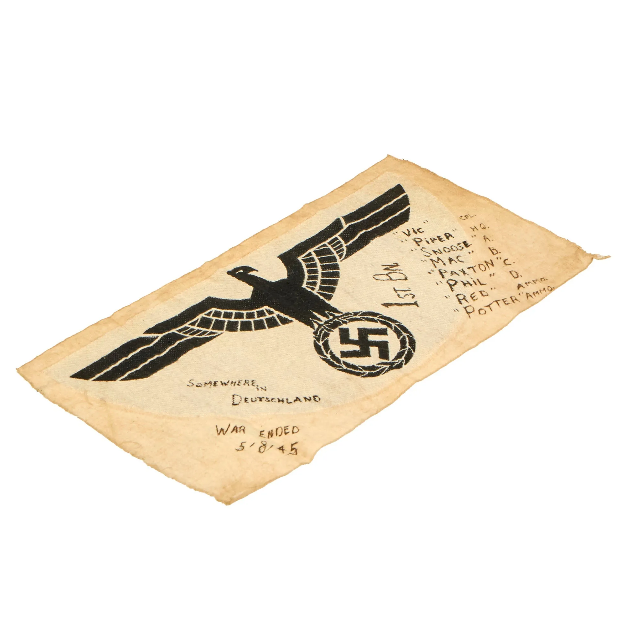 Original German WWII U.S. Captured Army Heer Sports Shirt Eagle Insignia for M35 Sport Shirt with G.I. Signatures