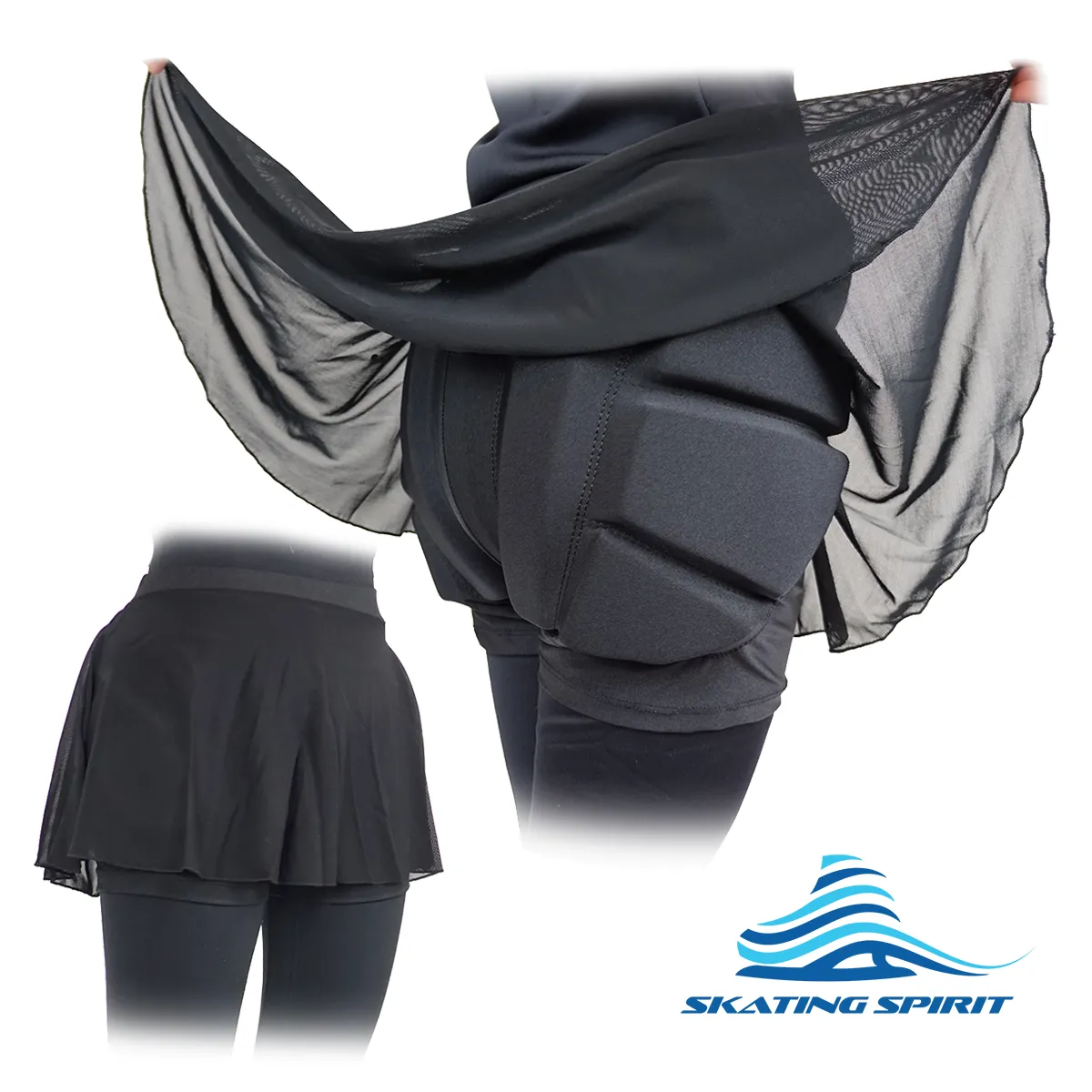 Padded Ice Skating Shorts Crash Pants With Mash Skirt - Skate with Confidence and Style