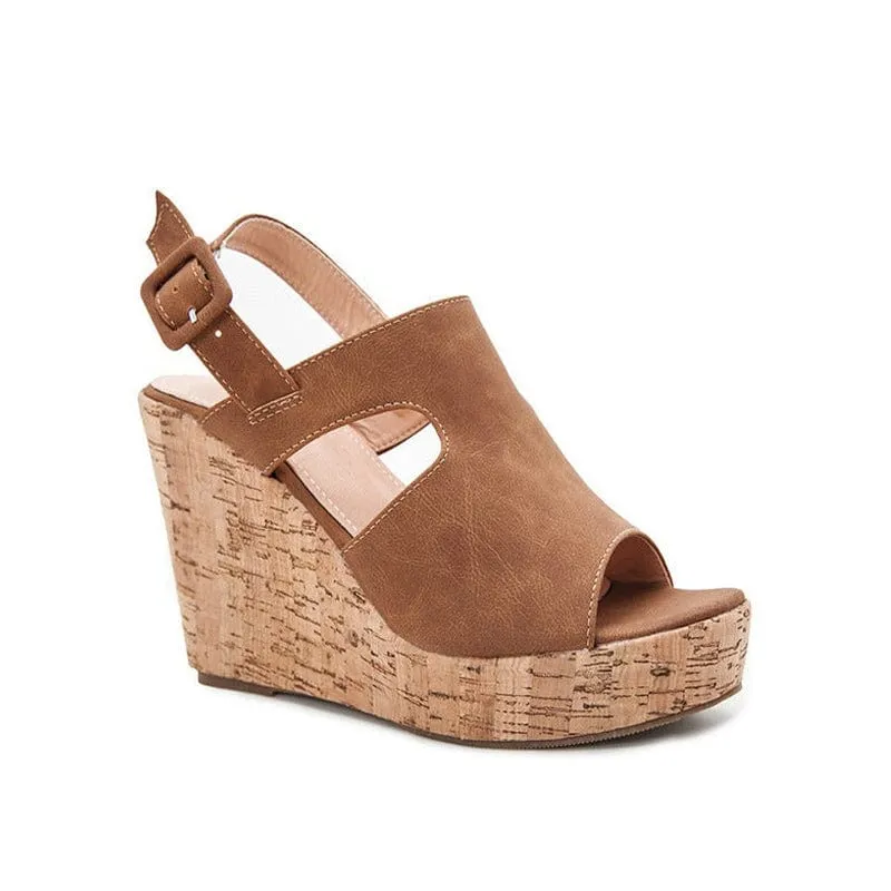 Peep Toe Wedge Heel Sandals