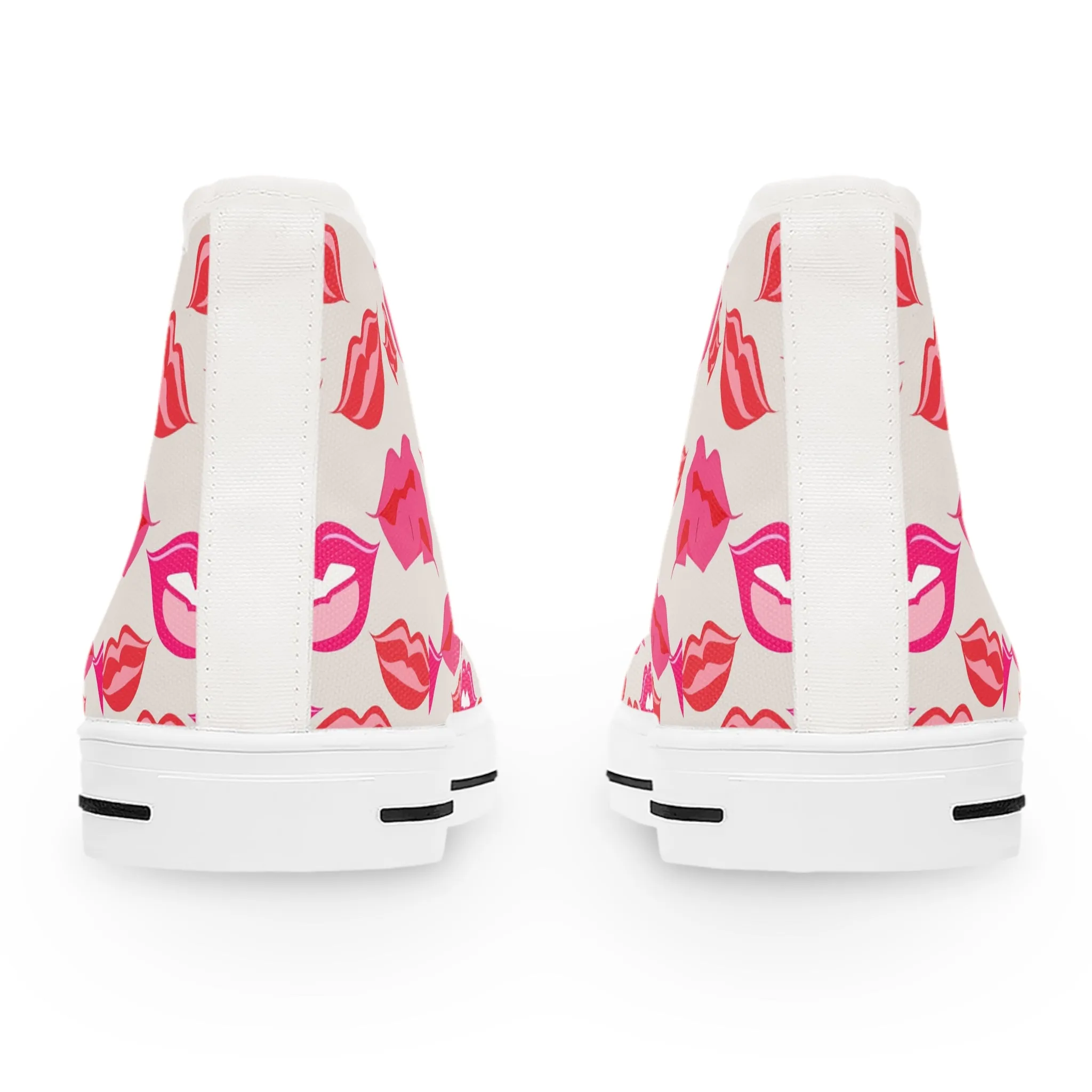 Pink and Red Lips Women's High Top Sneakers