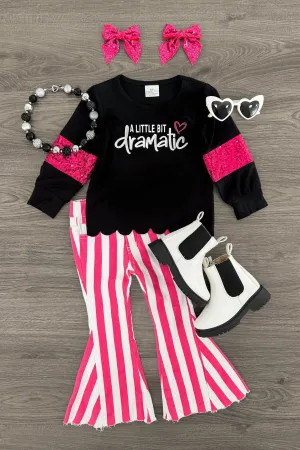 "A Little Bit Dramatic" Striped Denim Flare Set