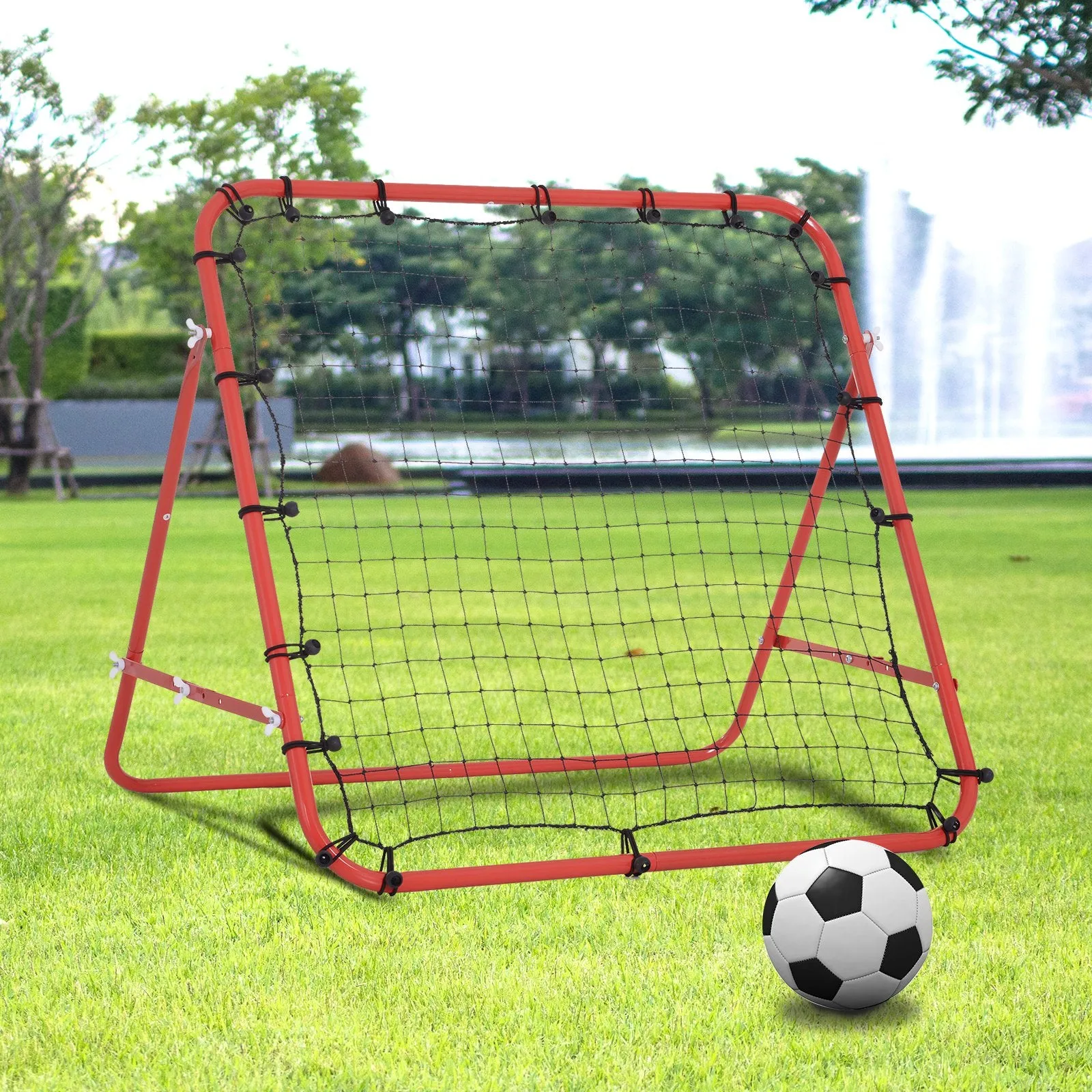 Rebounder Net W/PE Mesh Metal Tube, 96W x 80D x 96Hcm- Red and Black