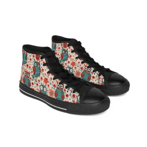 Red Owl and Flowers Men's Classic Sneakers