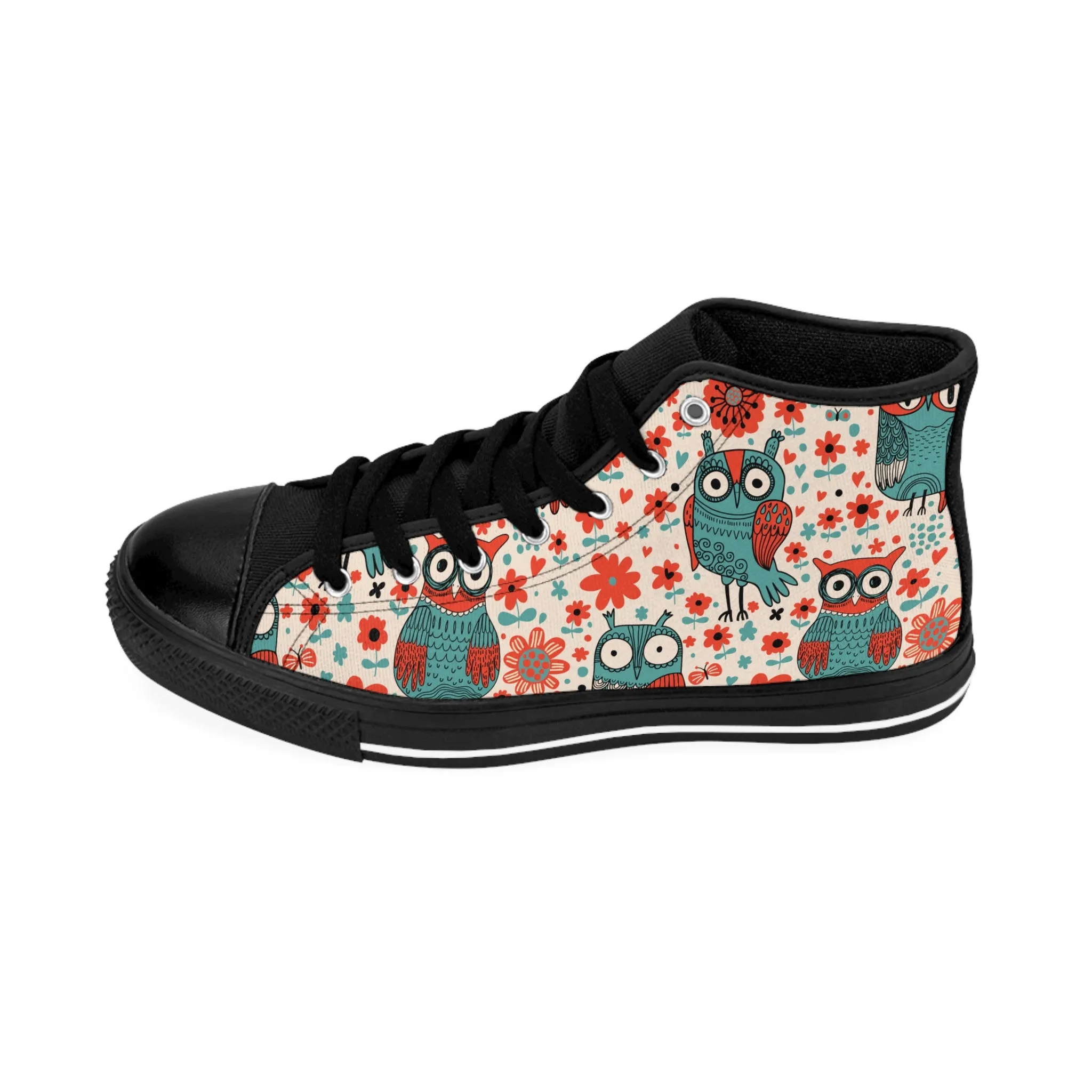 Red Owl and Flowers Men's Classic Sneakers