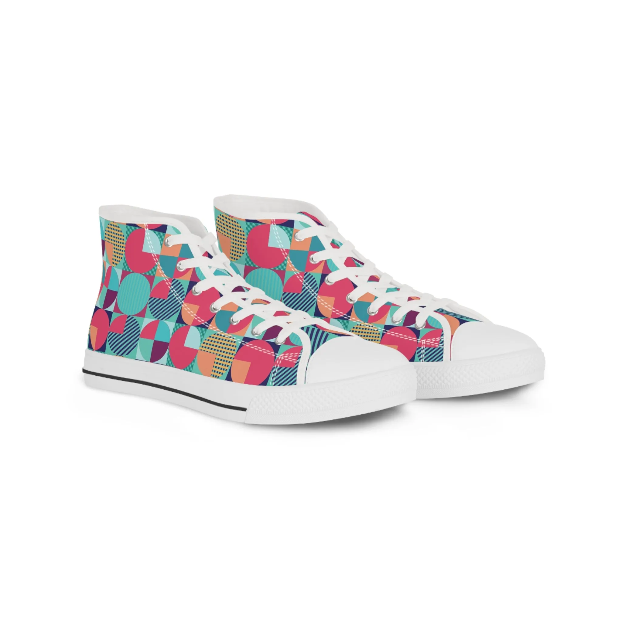 Retro Colorful Pattern Men's High Top Sneakers