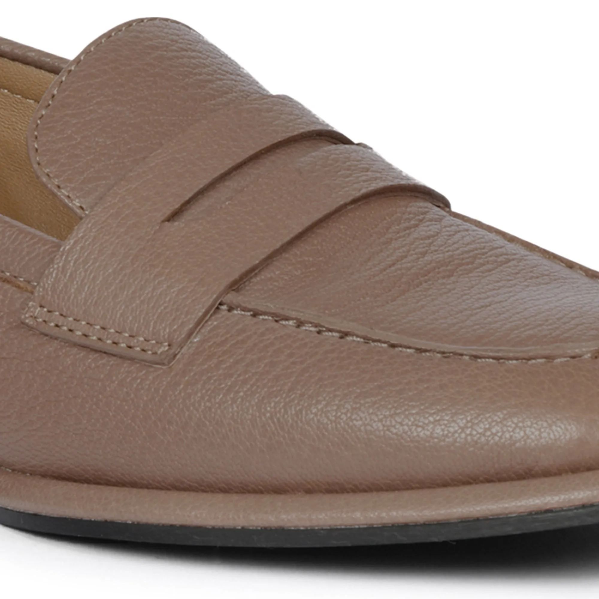 Saint Viviana Taupe Leather Saddle Moccasins