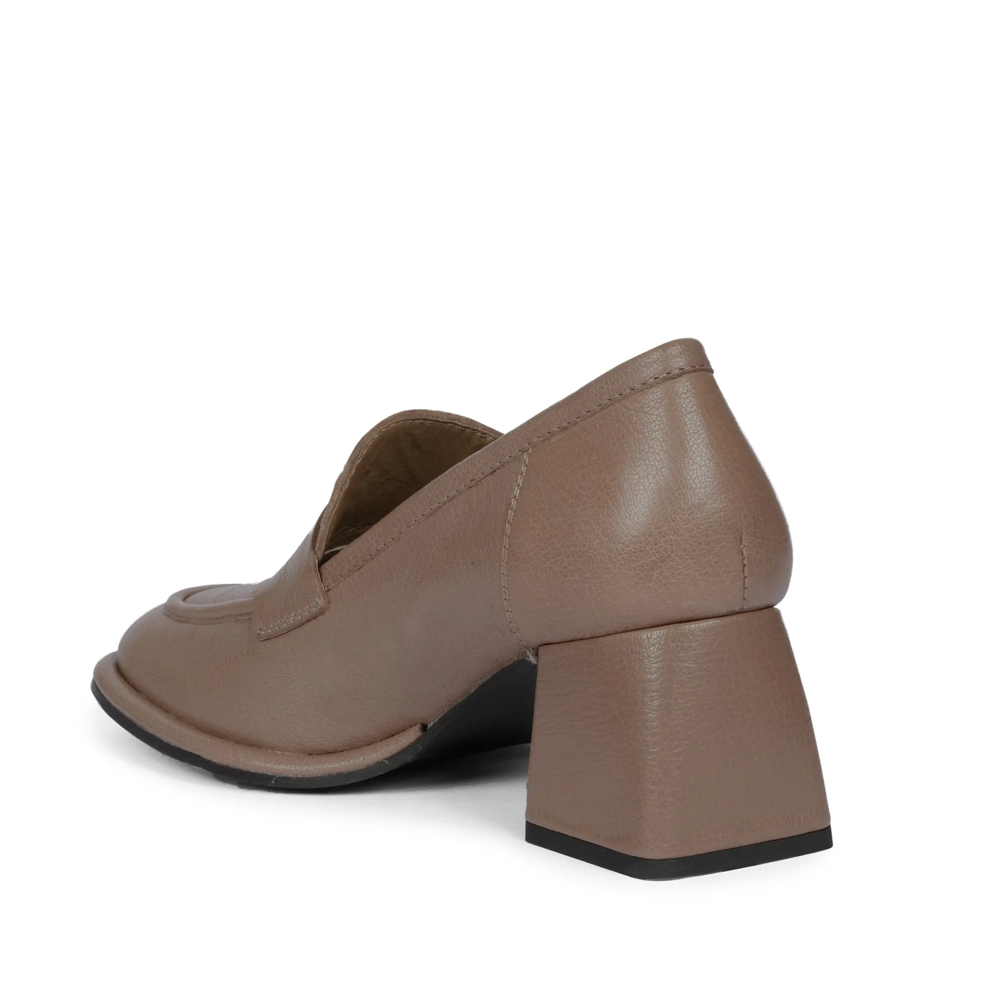 Saint Viviana Taupe Leather Saddle Moccasins