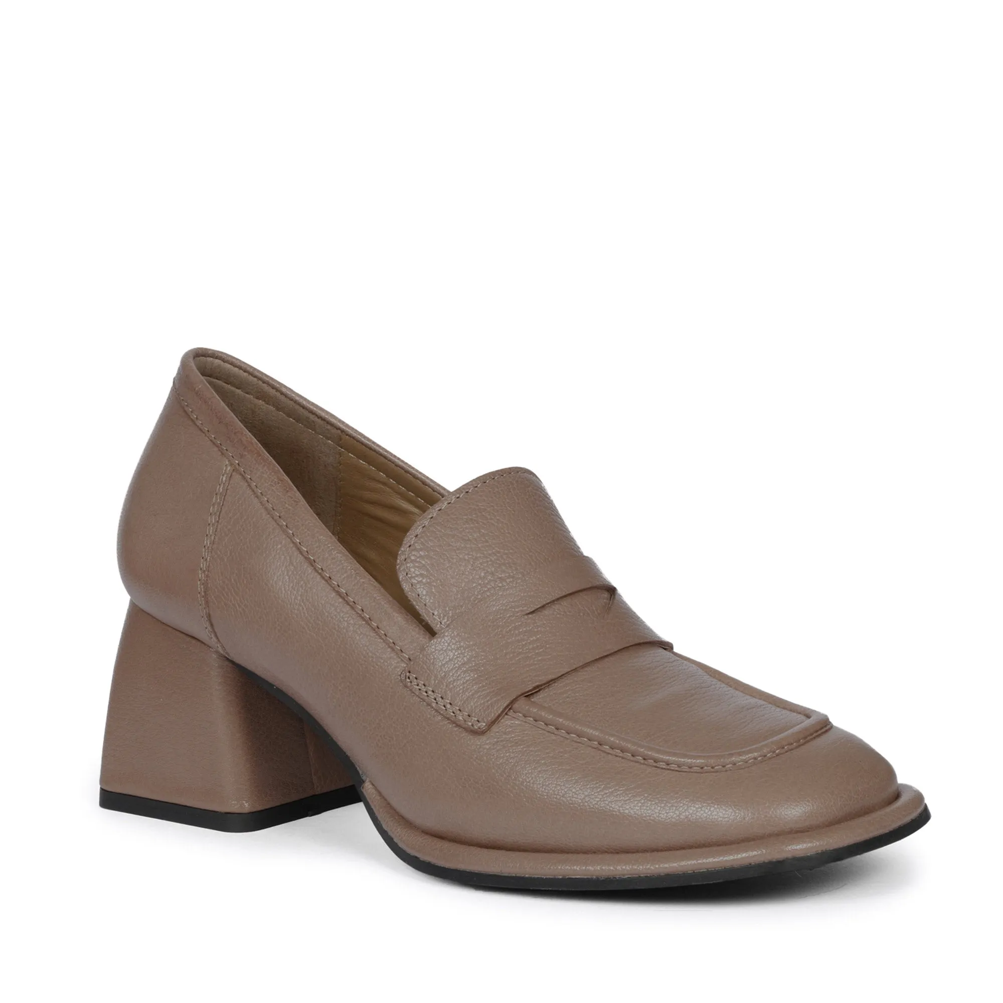 Saint Viviana Taupe Leather Saddle Moccasins