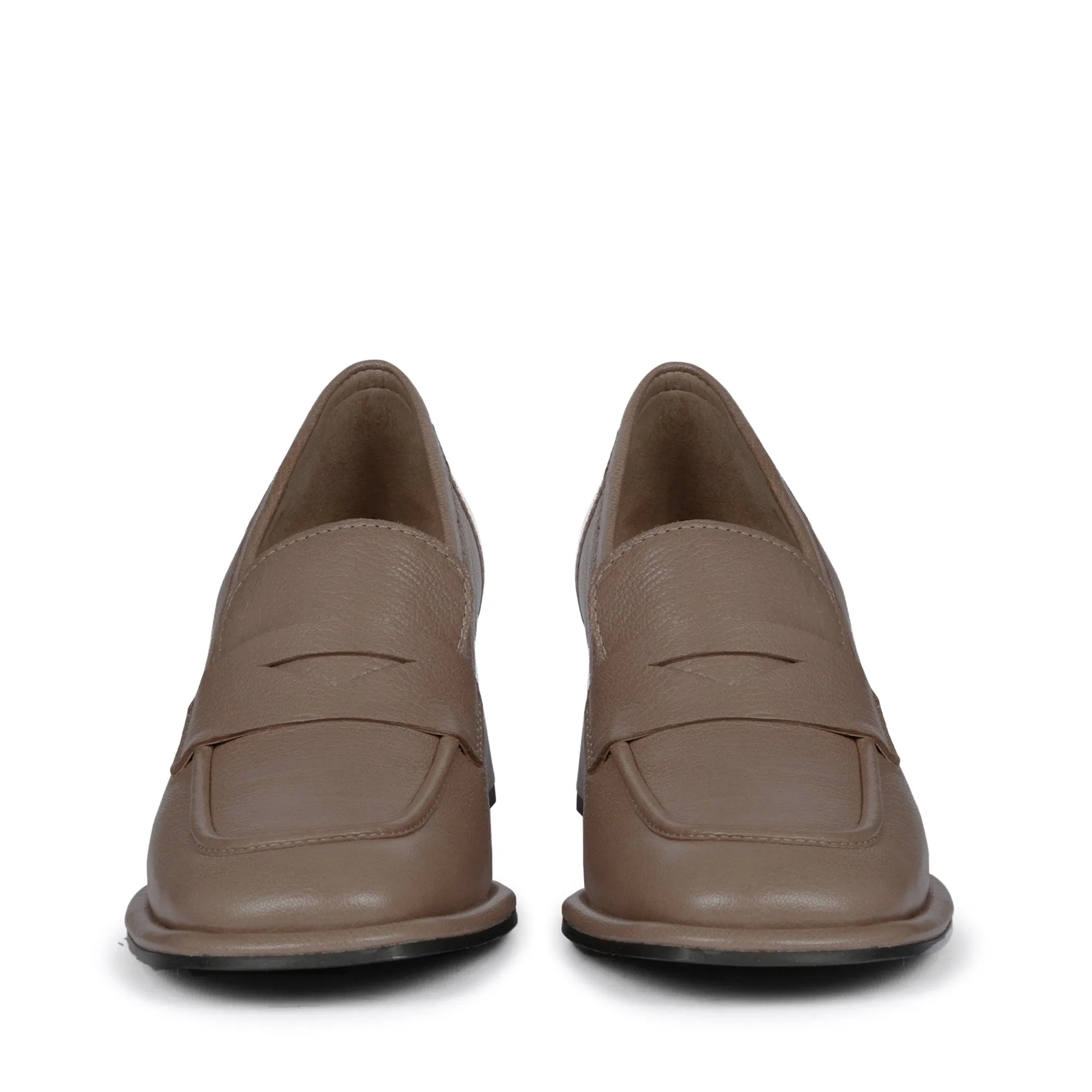 Saint Viviana Taupe Leather Saddle Moccasins