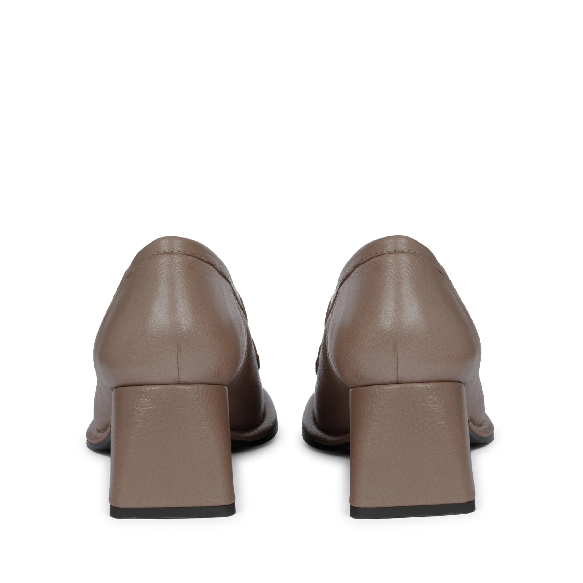 Saint Viviana Taupe Leather Saddle Moccasins