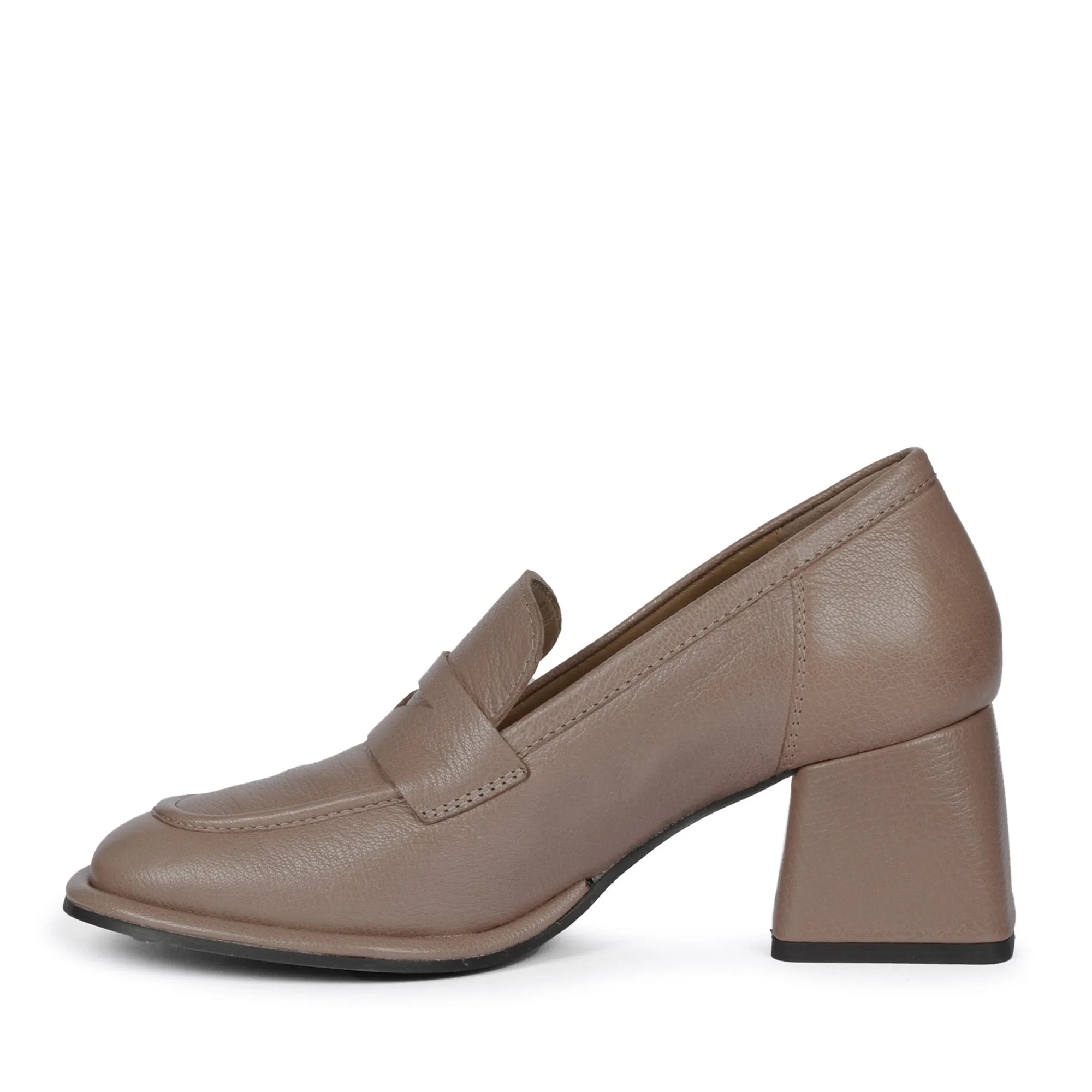 Saint Viviana Taupe Leather Saddle Moccasins