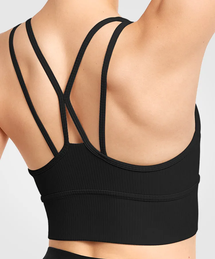 Shift Scoop Neckline Crossback Strappy Padded Yoga Bra | Women's Light Support Sports Bra