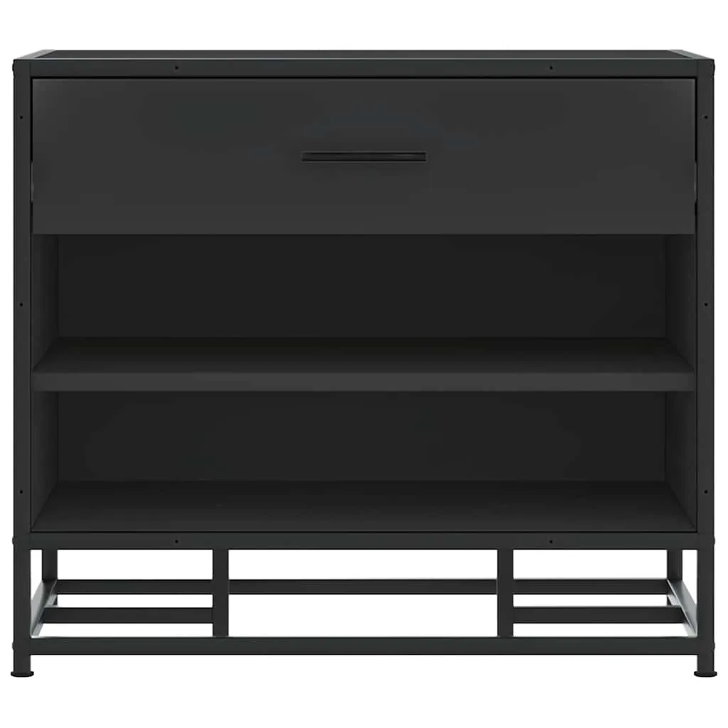 Shoe Bench Black 60x40x53.5 cm Engineered Wood and Metal