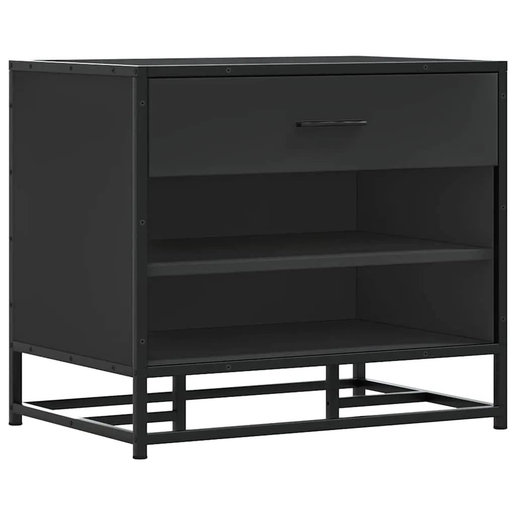 Shoe Bench Black 60x40x53.5 cm Engineered Wood and Metal