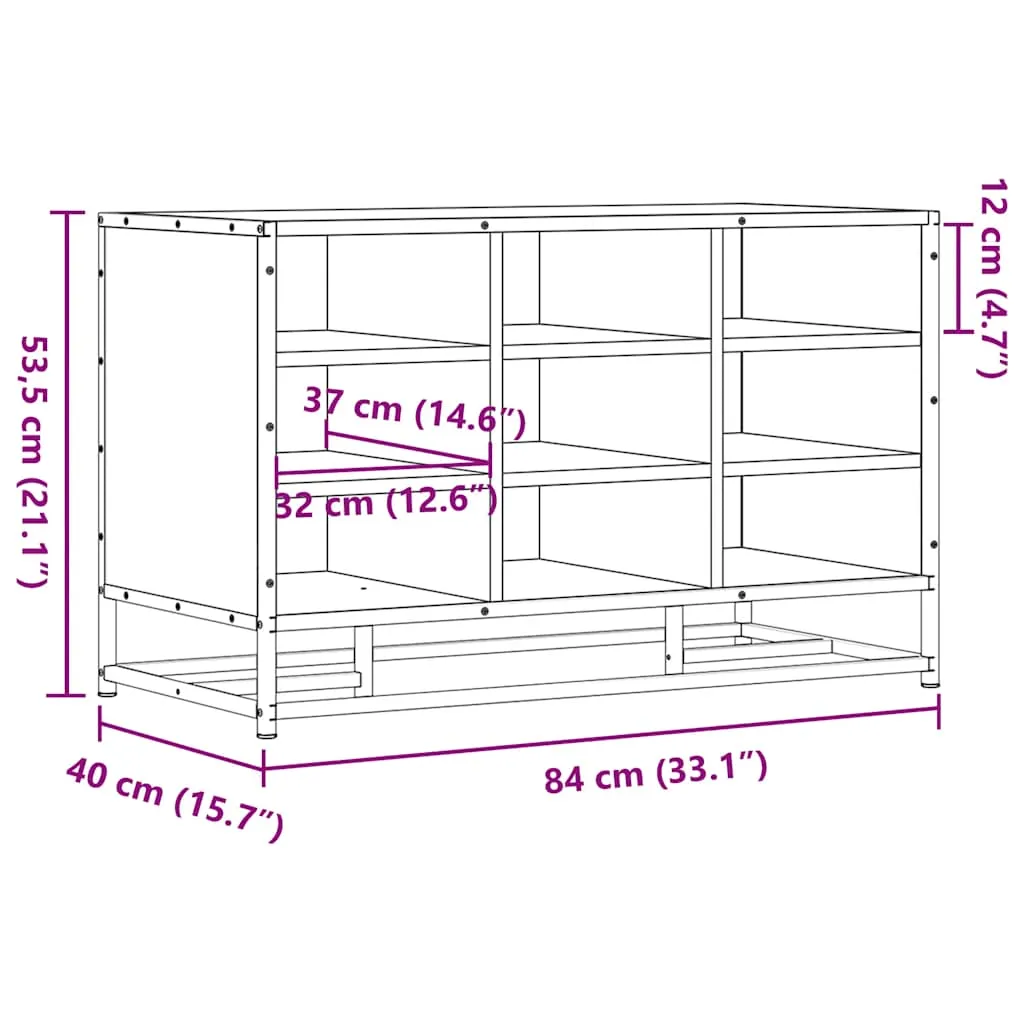 Shoe Bench Sonoma Oak 84x40x53.5 cm Engineered Wood and Metal