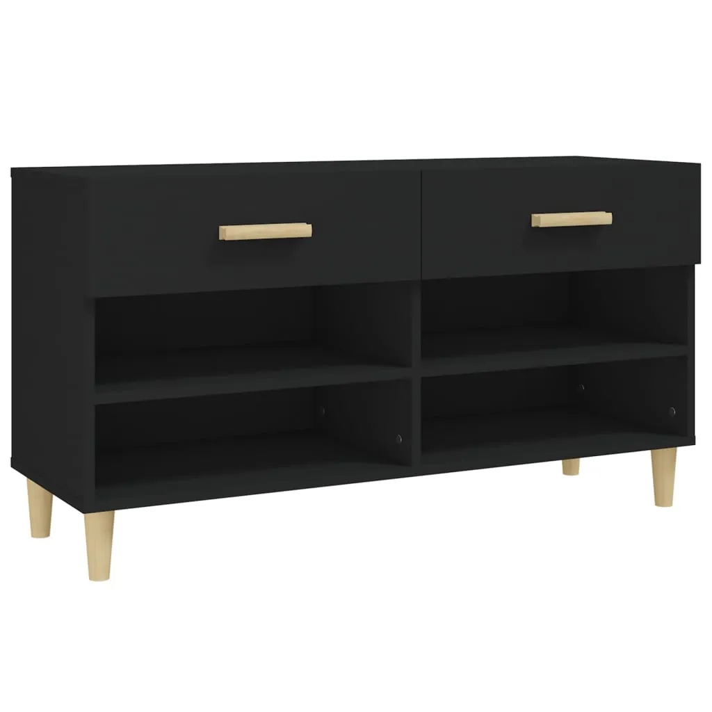 Shoe Cabinet Black 102x35x55 cm Engineered Wood