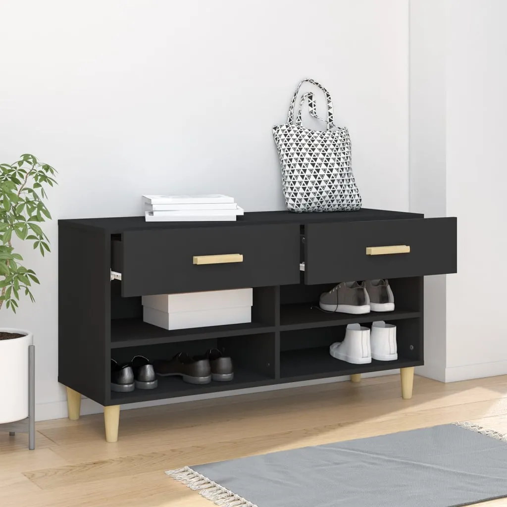 Shoe Cabinet Black 102x35x55 cm Engineered Wood