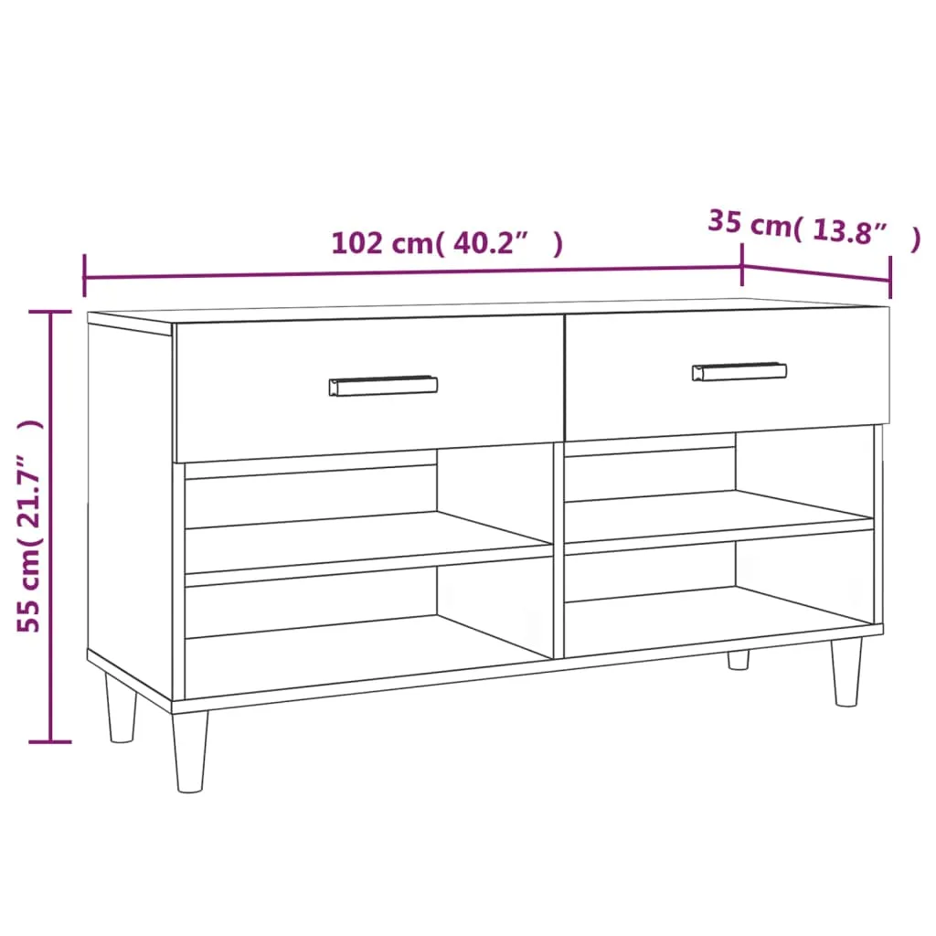 Shoe Cabinet Black 102x35x55 cm Engineered Wood