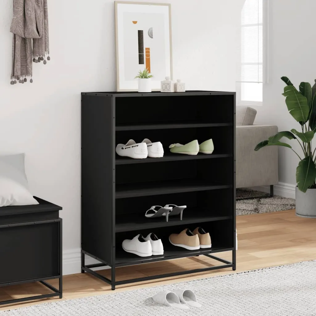 Shoe Cabinet Black 75x38x97.5 cm Engineered Wood and Metal