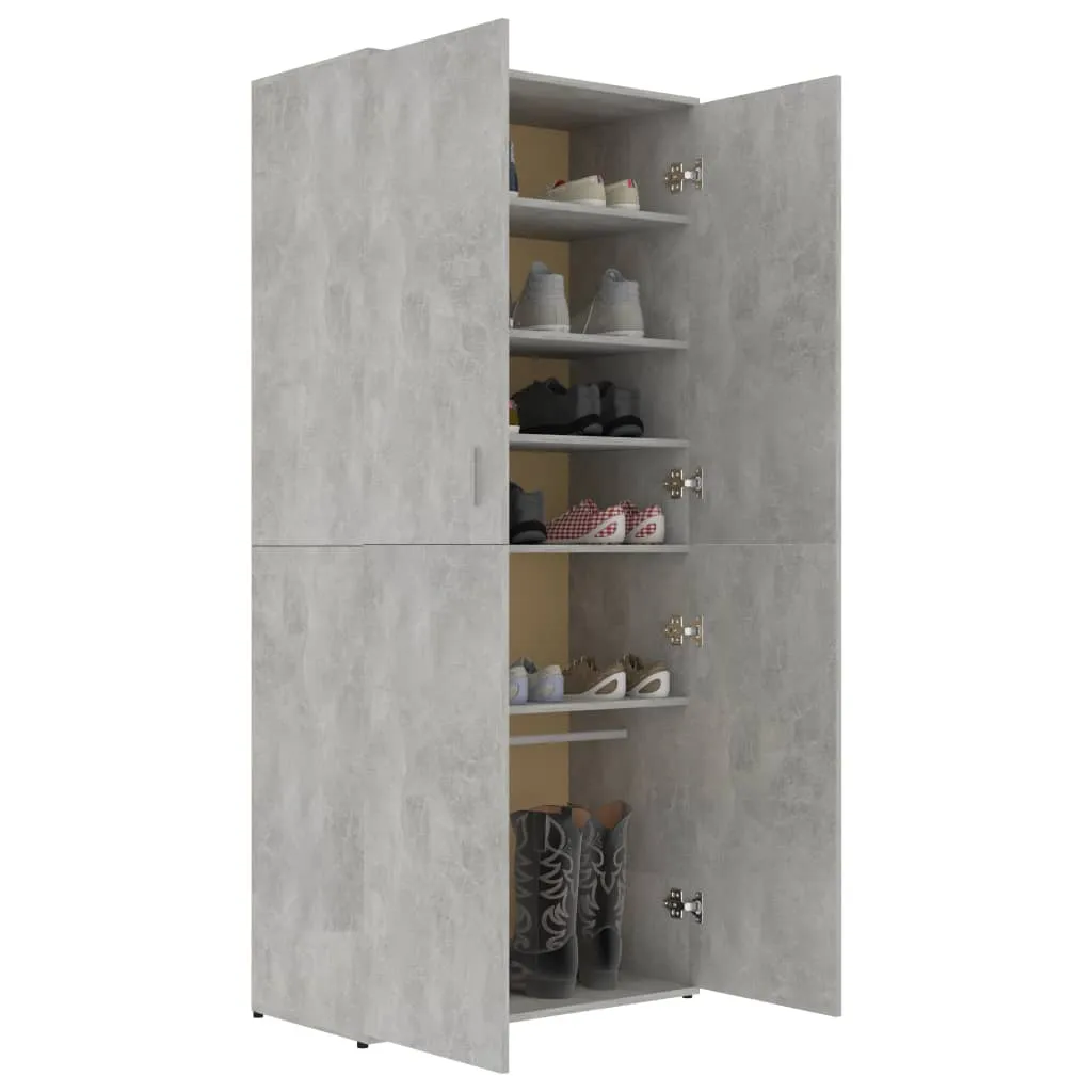 Shoe Cabinet Concrete Grey 80x39x178 cm Chipboard