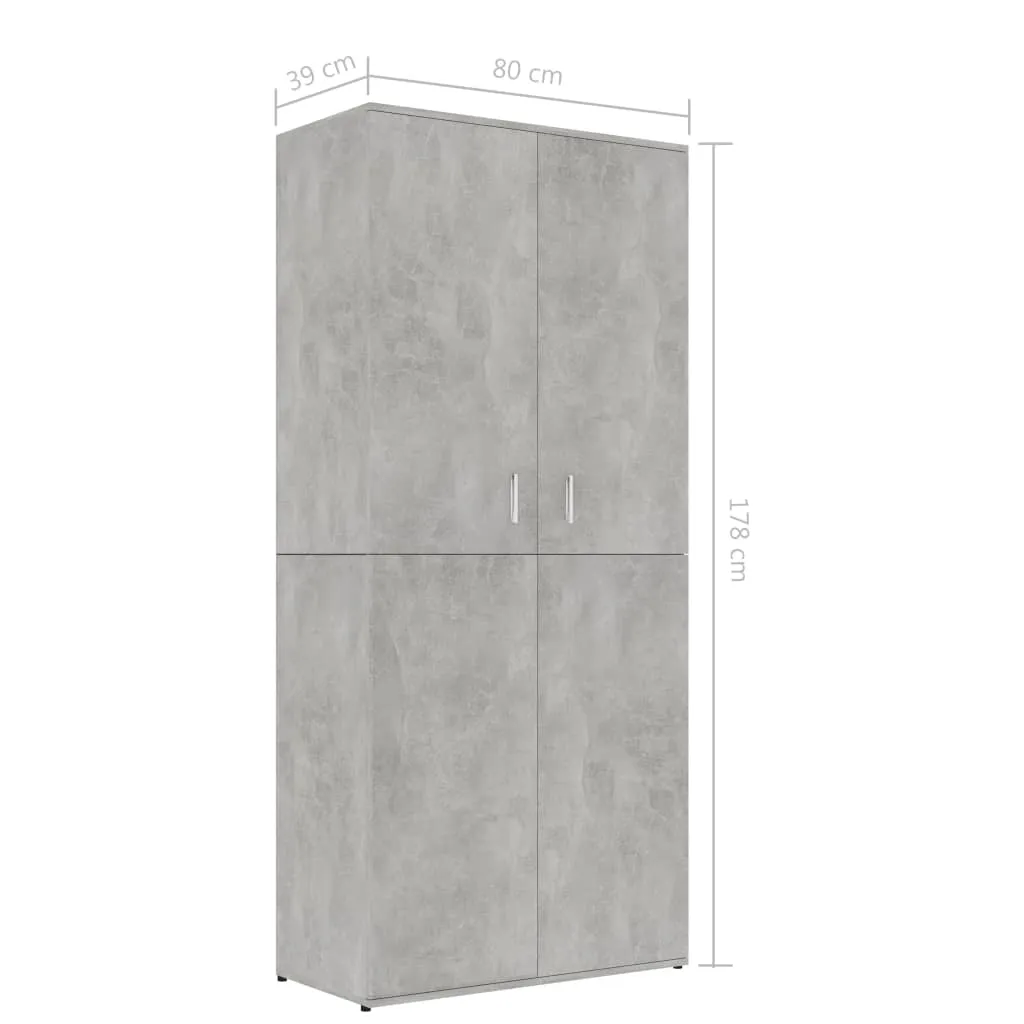 Shoe Cabinet Concrete Grey 80x39x178 cm Chipboard