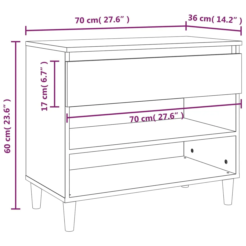 Shoe Cabinet Grey Sonoma 70x36x60 cm Engineered Wood