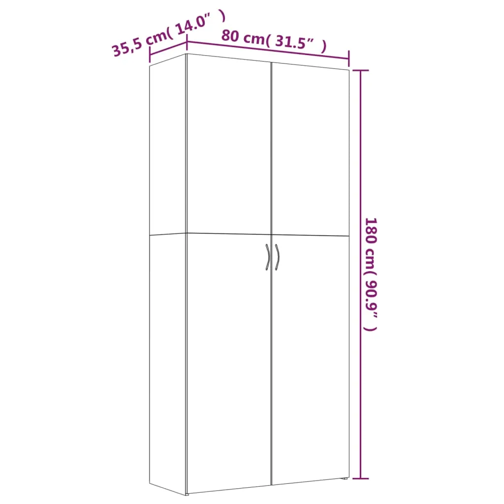 Shoe Cabinet Grey Sonoma 80x35.5x180 cm Engineered Wood