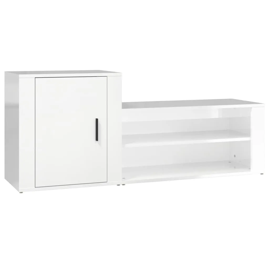 Shoe Cabinet High Gloss White 130x35x54 cm Engineered Wood