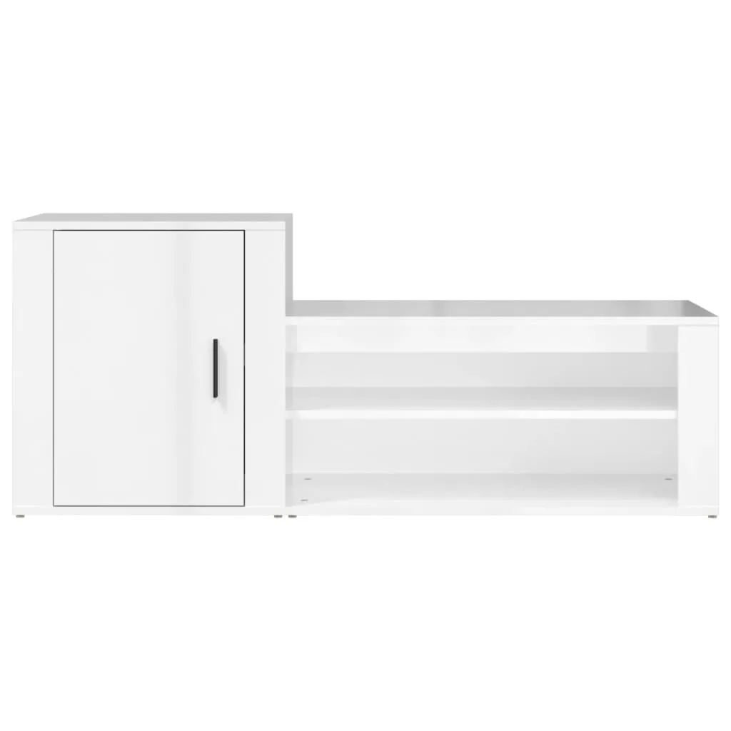 Shoe Cabinet High Gloss White 130x35x54 cm Engineered Wood