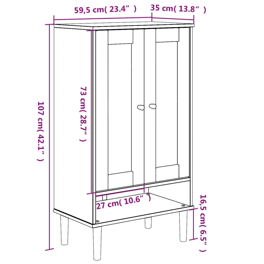 Shoe Cabinet SENJA Rattan Look Brown 59.5x35x107 cm Solid Wood