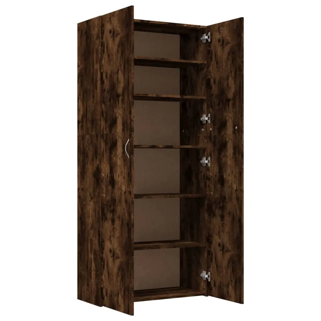 Shoe Cabinet Smoked Oak 80x35.5x180 cm Engineered Wood