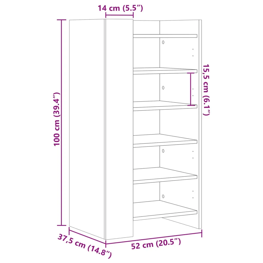 Shoe Cabinet Sonoma Oak 52x37.5x100 cm Engineered Wood