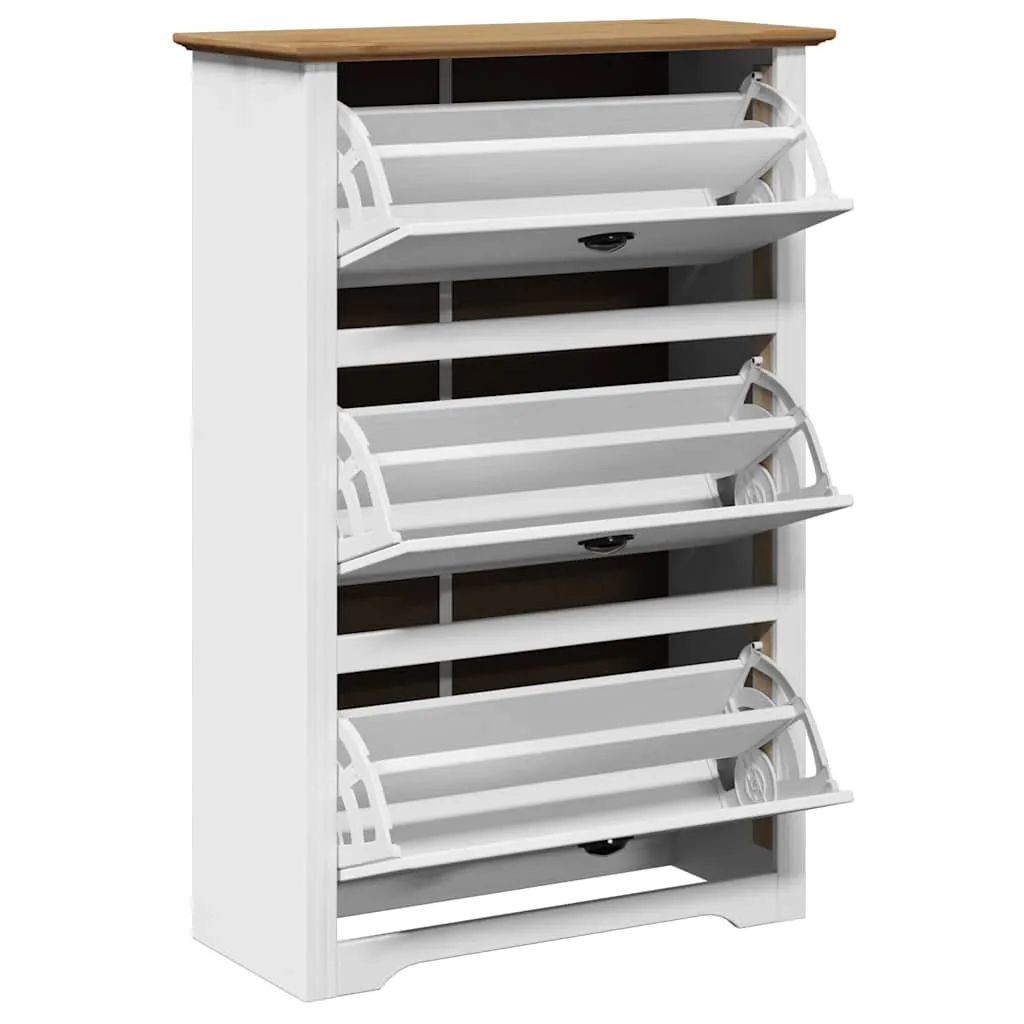 Shoe Rack BODO White and Brown 80x35x118 cm