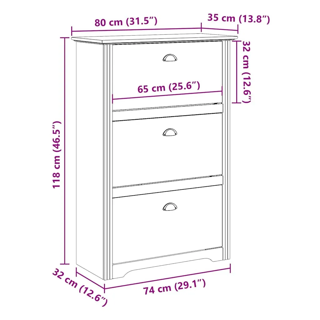 Shoe Rack BODO White and Brown 80x35x118 cm