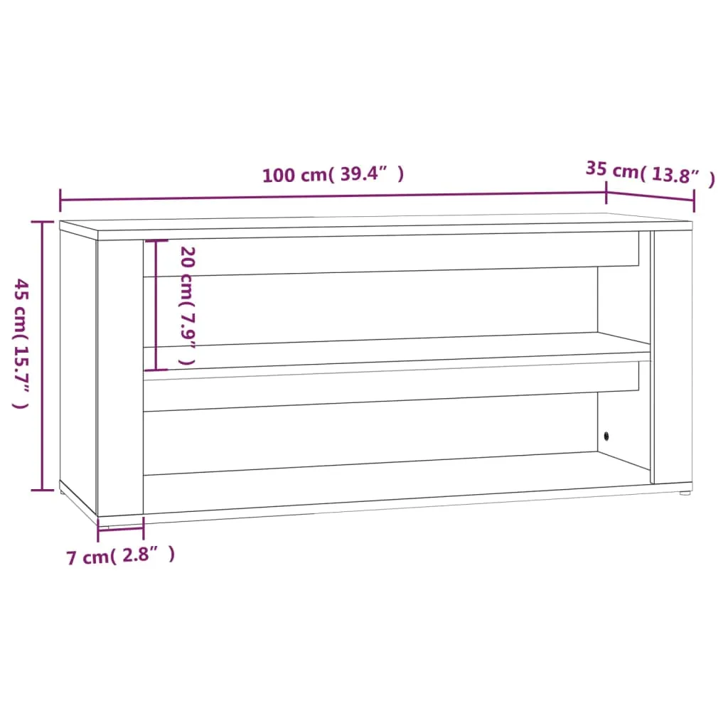 Shoe Rack High Gloss White 100x35x45 cm Engineered Wood