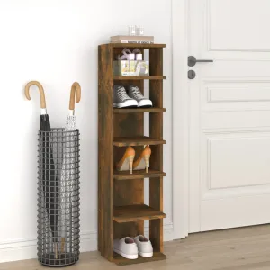 Shoe Rack Smoked Oak 27.5x27x102 cm Engineered Wood