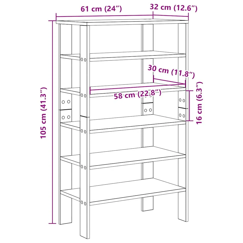 Shoe Rack Smoked Oak 61x32x105 cm Engineered Wood