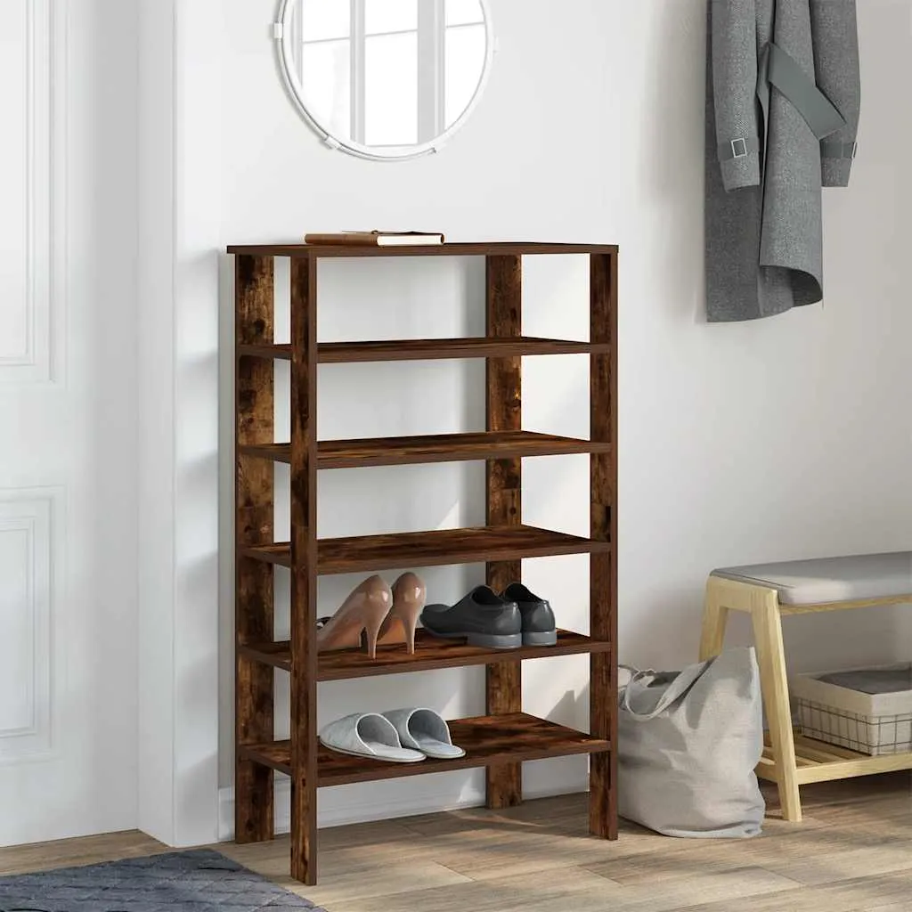 Shoe Rack Smoked Oak 61x32x105 cm Engineered Wood