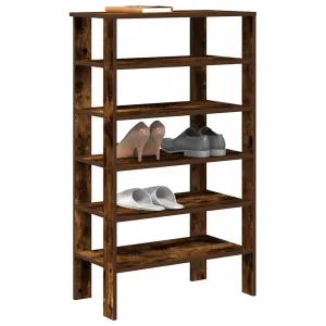 Shoe Rack Smoked Oak 61x32x105 cm Engineered Wood