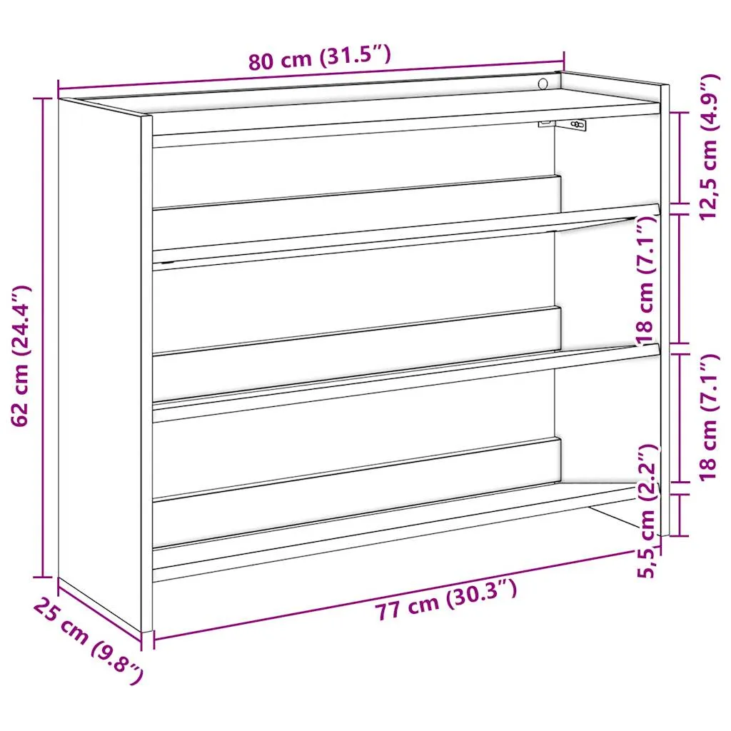 Shoe Rack Smoked Oak 80x25x61.5 cm Engineered Wood