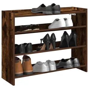 Shoe Rack Smoked Oak 80x25x61.5 cm Engineered Wood