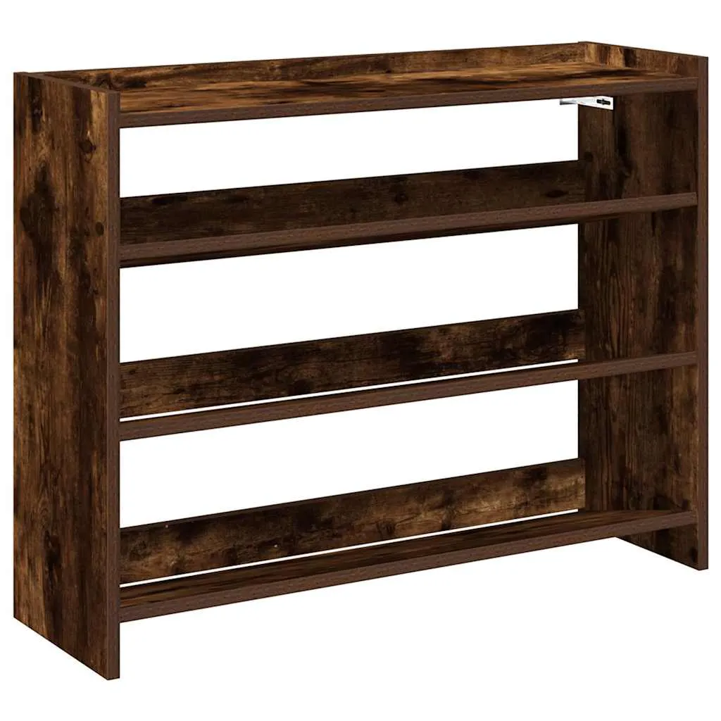 Shoe Rack Smoked Oak 80x25x61.5 cm Engineered Wood