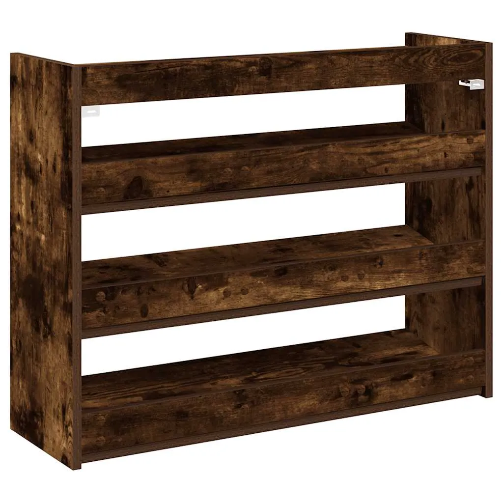 Shoe Rack Smoked Oak 80x25x61.5 cm Engineered Wood