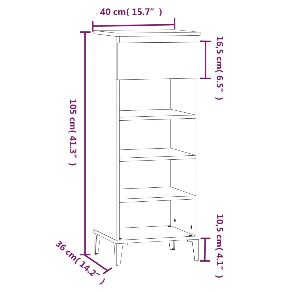 Shoe Rack Sonoma Oak 40x36x105 cm Engineered Wood