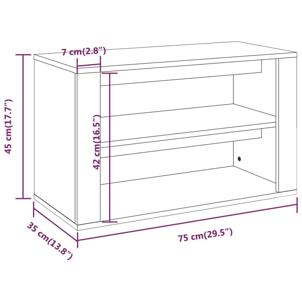 Shoe Rack Sonoma Oak 75x35x45 cm Engineered Wood