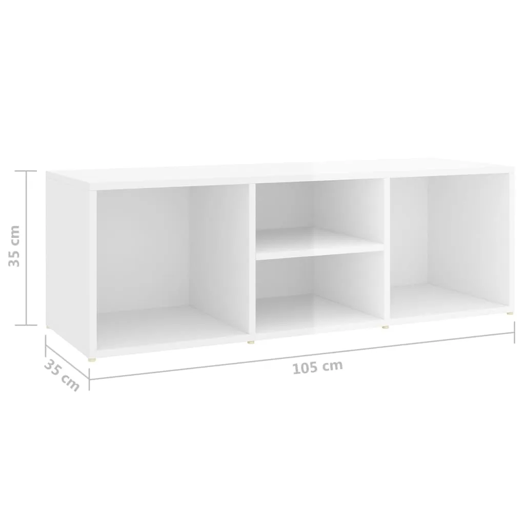 Shoe Storage Bench High Gloss White 105x35x35 cm Engineered Wood