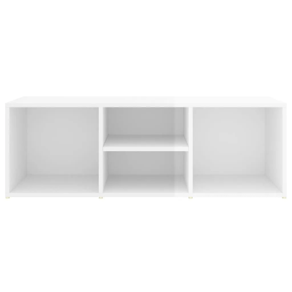 Shoe Storage Bench High Gloss White 105x35x35 cm Engineered Wood